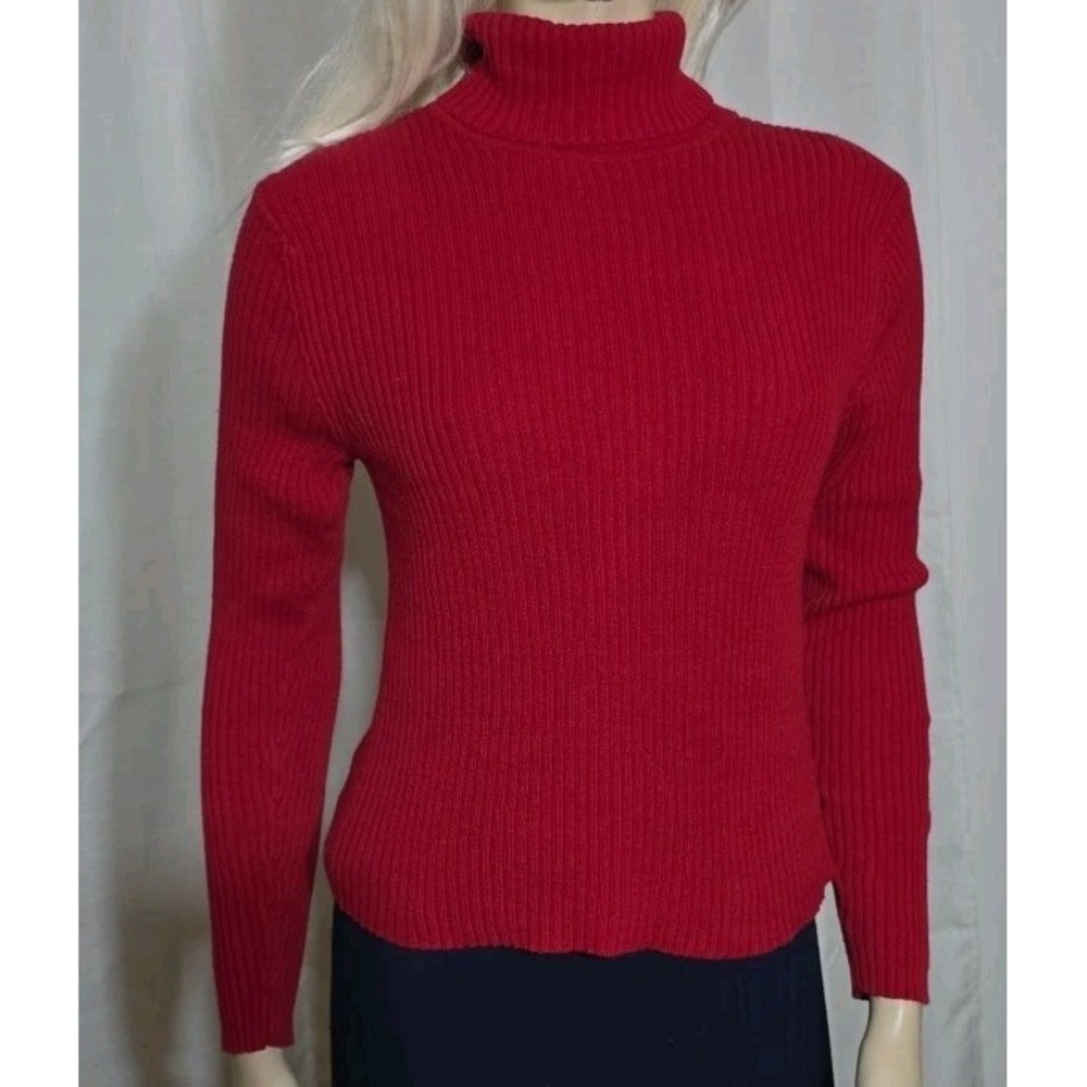 Vintage Jamie Scott Sweater Womens Large Knit Turtleneck Red‎ 90s Y2k Preppy